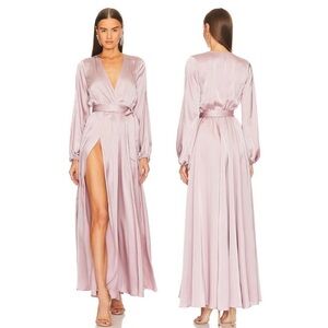 NWT MICHAEL COSTELLO x Revolve Eric Gown Mauve Formal Long Sleeve Maxi Dress XS